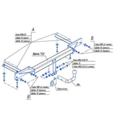 Фаркоп (ТСУ) для CHEVROLET Cruze 2009-2016 седан съемный шар на двух болтах 1.1тонны Босал